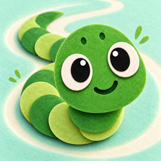 Worm Garden app icon: a green felt worm